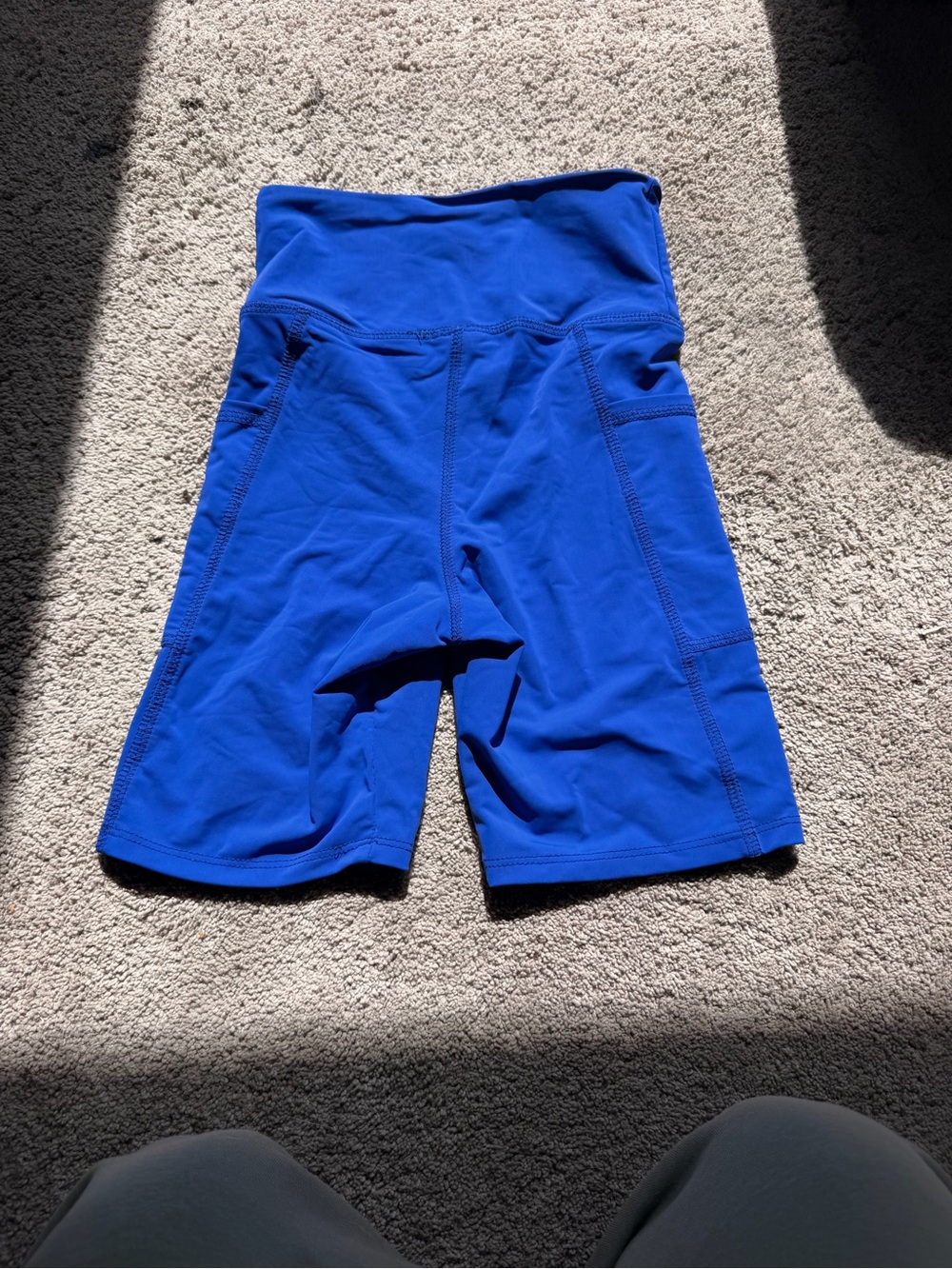 High-Waist Athletic DanceWear Honeycut Shorts in Bright Blue